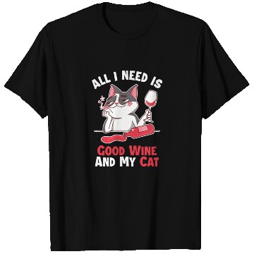 Discover Good Wine and my Cat Cat Mom Cat Lovers Cat Daddy T Shirts
