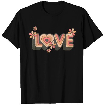 Discover 1960s Retro Hippie Floral Love Design T Shirts
