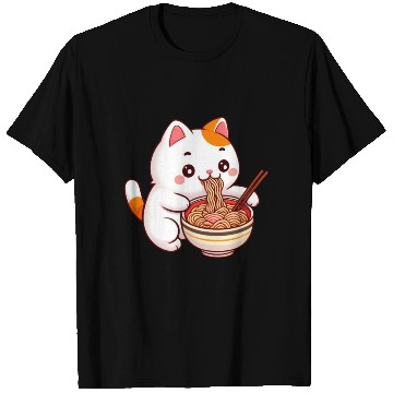 Discover Cute Cat Eating Ramen T Shirts