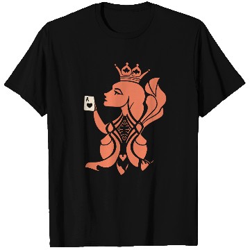 Discover Queen Hearts Playing Card Design 2 Color Vector T Shirts