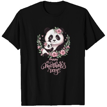 Discover Happy Mother's Day Floral Wreath Mum Panda T Shirts
