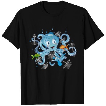 Discover Bodybuilder octopus with dumbbells training T Shirts