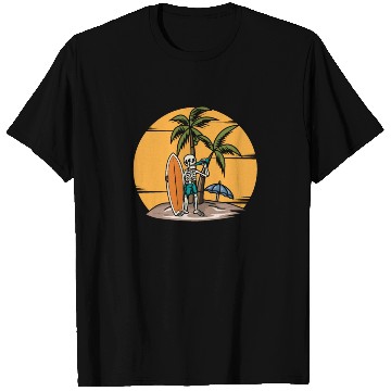 Discover Surfing Surfer Skeleton Skull Nature T Shirts