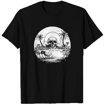 Discover Surfing Surfer Sunset Skull Nature T Shirts