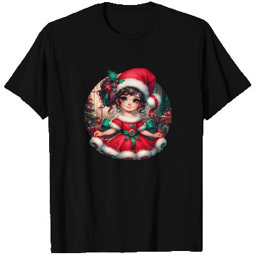 Discover Santa Claus Girl Illustration Funny Christmas T Shirts