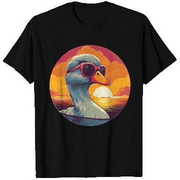Discover Cool Duck Sunglasses Water Sunset Swimming T Shirts