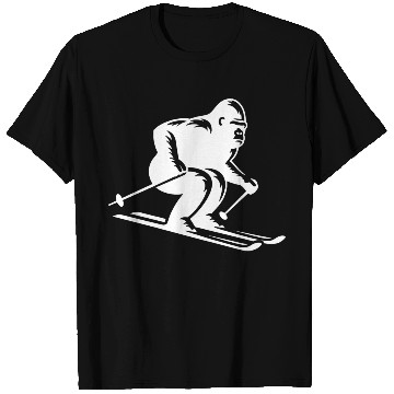 Discover Monkey Gorilla Chimpanzee Ski Silhouette Design T Shirts