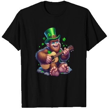 Discover St Patrick's Day Bigfoot playing on guitar T Shirts