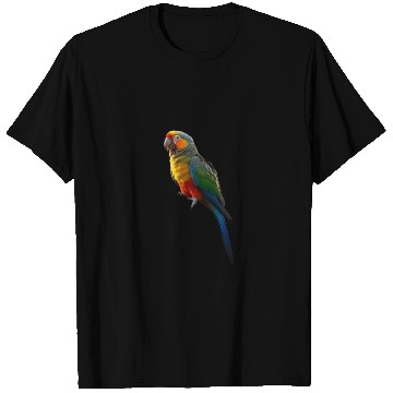 Discover Picture of a parrot colored in bright green, red, T Shirts