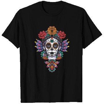 Discover Colorful Calavera Girl Head Mandala T Shirts