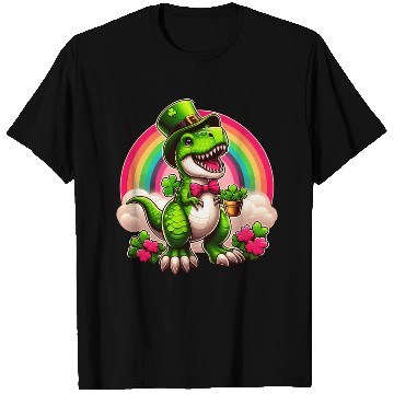 Discover T- Rex Happy St Patricks Day Irish Rainbow Shamro T Shirts