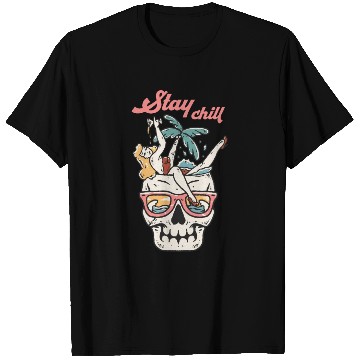 Discover Stay Chill Tropical Skull T Shirts
