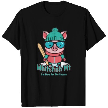 Discover Cute Pig Skiing Whitefish Mountain T Shirts
