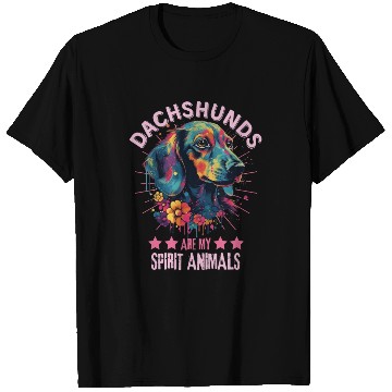 Discover Colorful Dachshund with flowers T Shirts