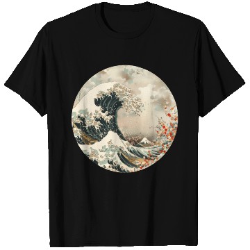 Discover Japanese them floral wave graphic T Shirts