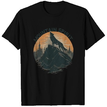 Discover Mountain Majesty Wolf Howling on the Peak T Shirts