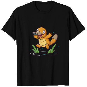 Discover Whimsical Platypus Frolicking in a Pond T Shirts