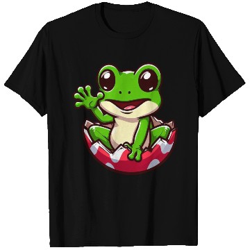 Discover Colorful Easter Egg with Hatching Frog Design T Shirts