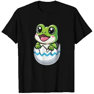 Discover Colorful Easter Egg with Hatching Frog Design T Shirts