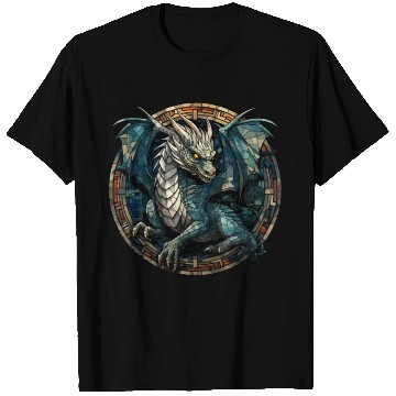 Discover Cerulean Coil: The Stained Glass Dragon T Shirts