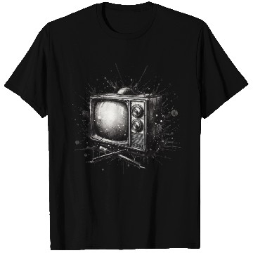 Discover VINTAGE RETRO TV AMIDST INK SPLASH ARTWORK T Shirts