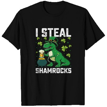 Discover I Steal Shamrocks T Rex Dinosaur St Patrick's Day T Shirts