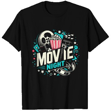 Discover Movie Night Popcorn Film Theatre Cinema Ticket T Shirts
