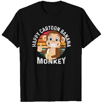 Discover Happy Cartoon Banana Monkey T Shirts