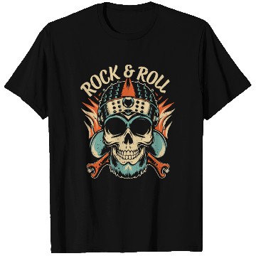 Discover Rock and Roll Skull T Shirts