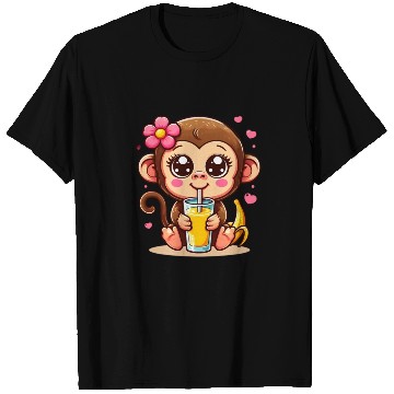 Discover Monkey Sipping Banana Juice T Shirts