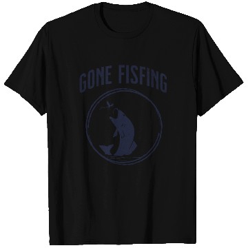 Discover Gone Fishing,cool flyfishing illustration T Shirts
