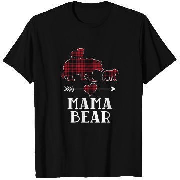 Discover Mama Bear 2 Cubs T Shirts Christmas Mama Bear Plaid