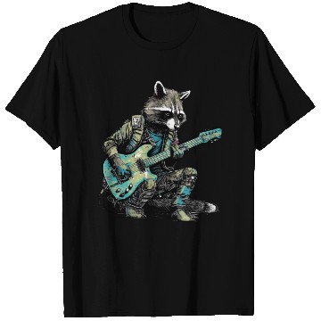 Discover Raccoon with a Guitar T Shirts