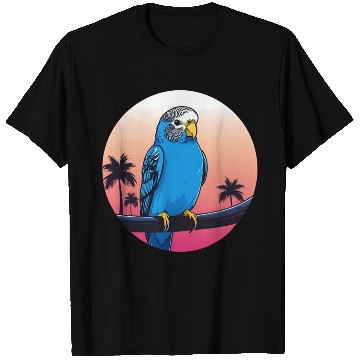 Discover Synthwave Blue Budgie 2 T Shirts