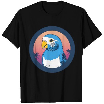 Discover Synthwave Blue Budgie 1 T Shirts