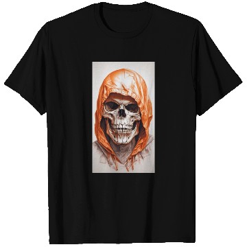 Discover Default A skull in an orange hoodi ultra realistic T Shirts