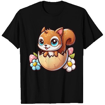 Discover Cute Squirrel with Easter Egg Comic Design T Shirts