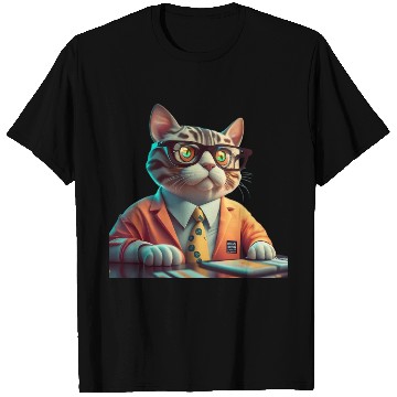 Discover 3D Business Cat Analyzes Charts - Design T Shirts