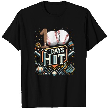 Discover School T Shirts, 100 Days Hit Baseball Bat And