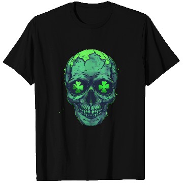 Discover St Patricks Skeleton with Shamrock Eyes T Shirts