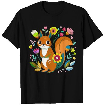 Discover A sweet squirrel in the flowers T Shirts