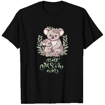 Discover Best Mom Ever Koala Embrace Floral Wreath T Shirts