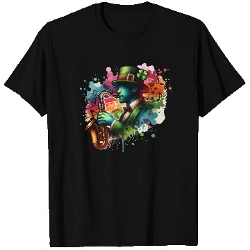 Discover saint patricks day saxophone jazz music T Shirts