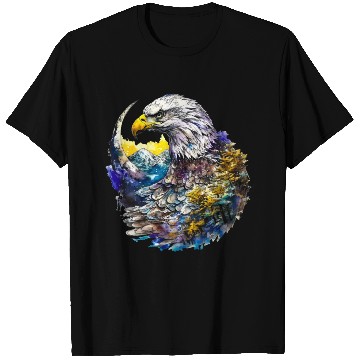 Discover Wilderness Watercolor Forest Moon Eagle T Shirts