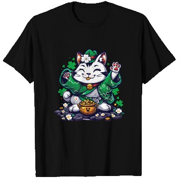 Discover Kawaii St Patricks Day Cat With a Pot Of Gold T Shirts