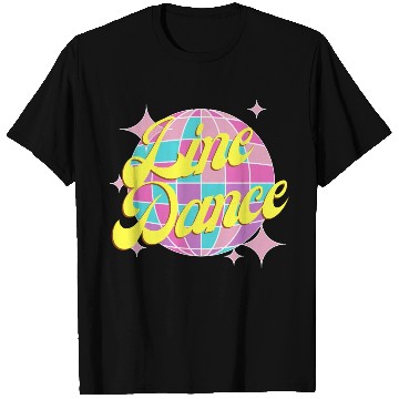 Discover Line dance disco ball in fun neon party colors T Shirts