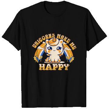 Discover Unicorns make me happy Retro T Shirts