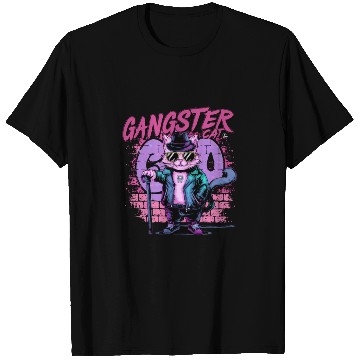 Discover gangster cat neon design T Shirts