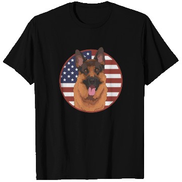 Discover German Shepherd US Flag Dog Owner T Shirts