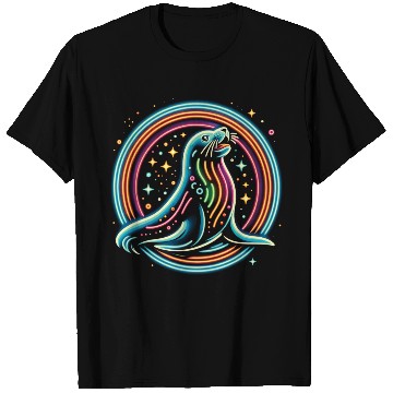 Discover Seal Neon in circle T Shirts